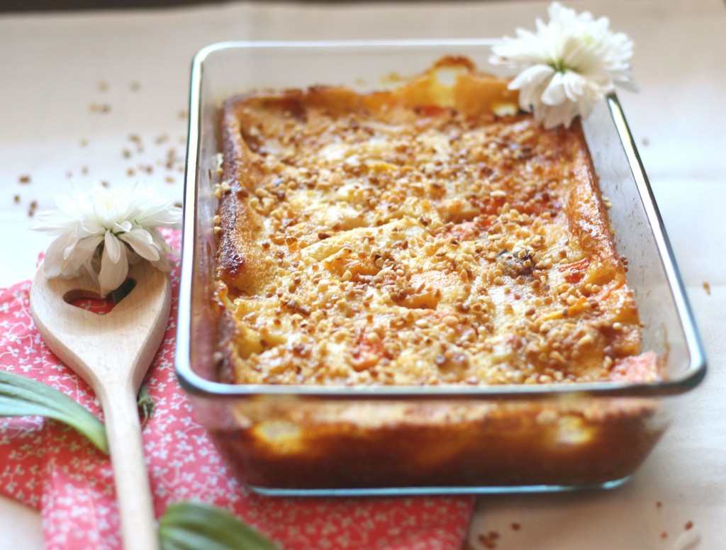 Clafoutis aux pêches et abricots {Sans Gluten} - Peach and apricot clafoutis {Gluten Free}